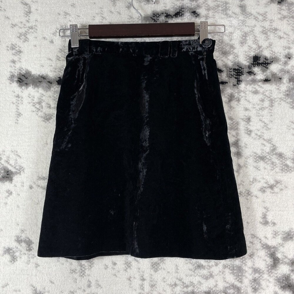 Versace Jeans Couture Velour Skirt 26 Black Vintage Mini Short A-Line